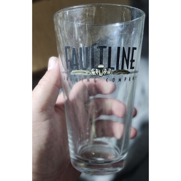 Faultline Brewing Company Pint Glass – Gold & Black Logo Craft Beer Collectible - Picture 1 of 3